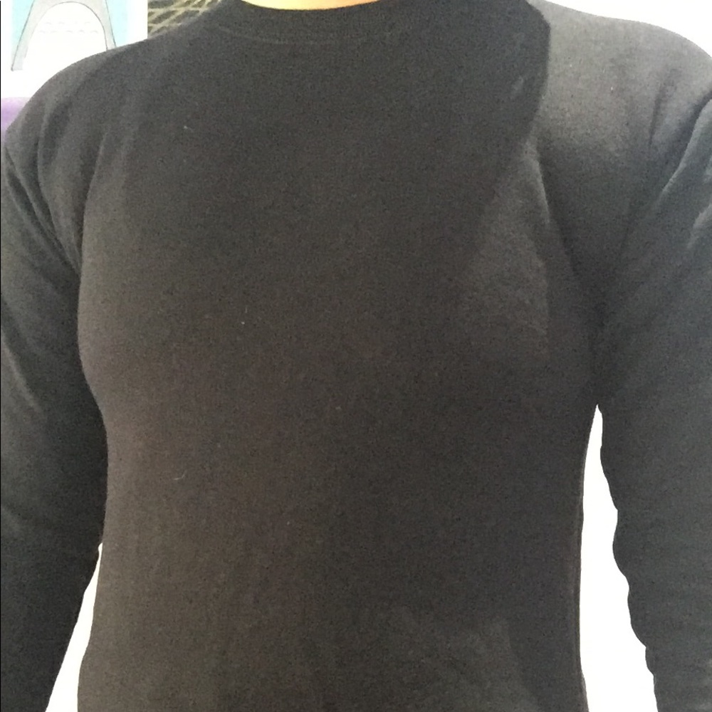 black crew neck from Hanes